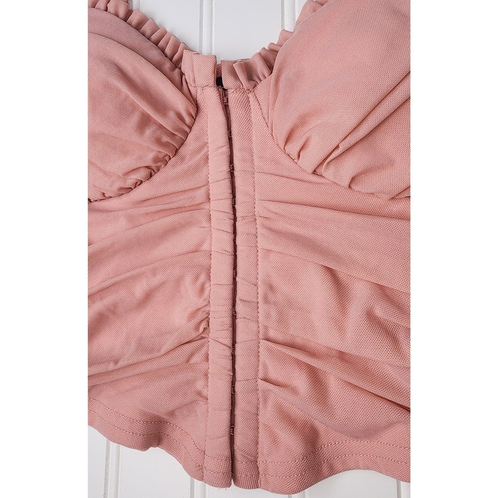 Windsor Ruched Mesh Corset Top Women XS Coquette Bustier Hook Front - Picture 5 of 8